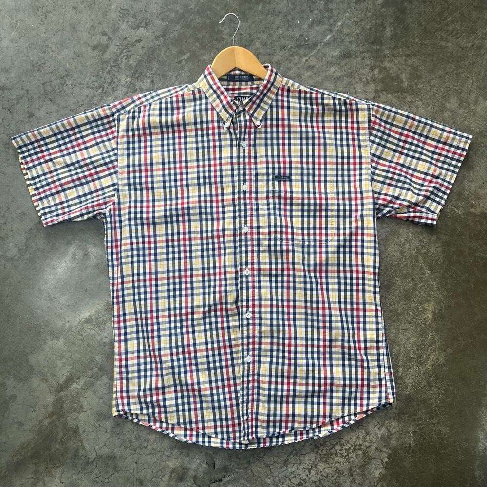 Chaps Ralph Lauren Vintage Plaid Shirt Men L Excellent 90s Gingham Button Down
